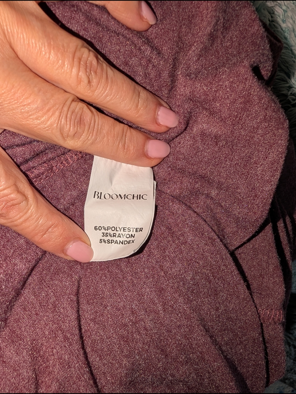 BloomChic Heathered-Plum Button-Front V-Neck Tunic - Picture 5 of 7